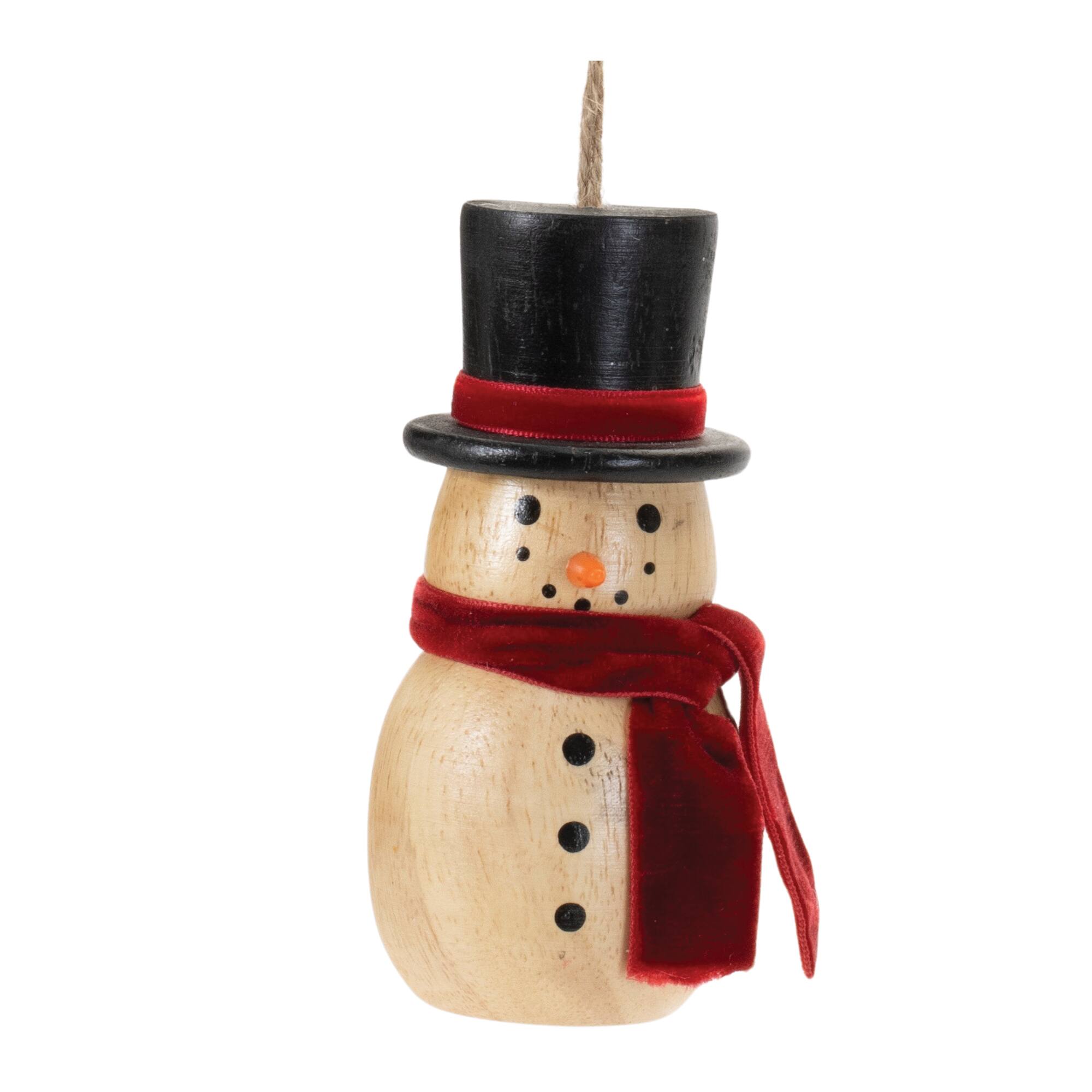 Wooden Snowman Christmas Ornaments, 12ct.